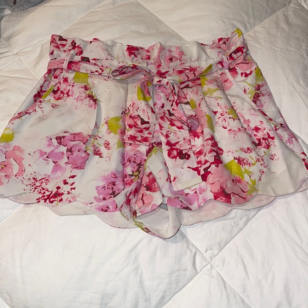 Stone Cold Fox Floral High Waist Shorts - Pink and Green